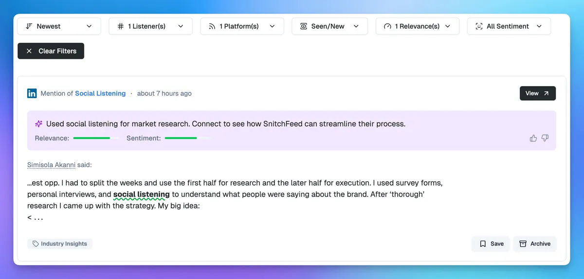 Example of high-intent signal post on LinkedIn