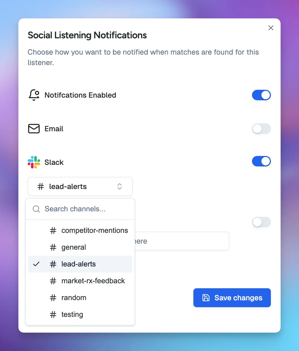 Routing mentions to different Slack Channels