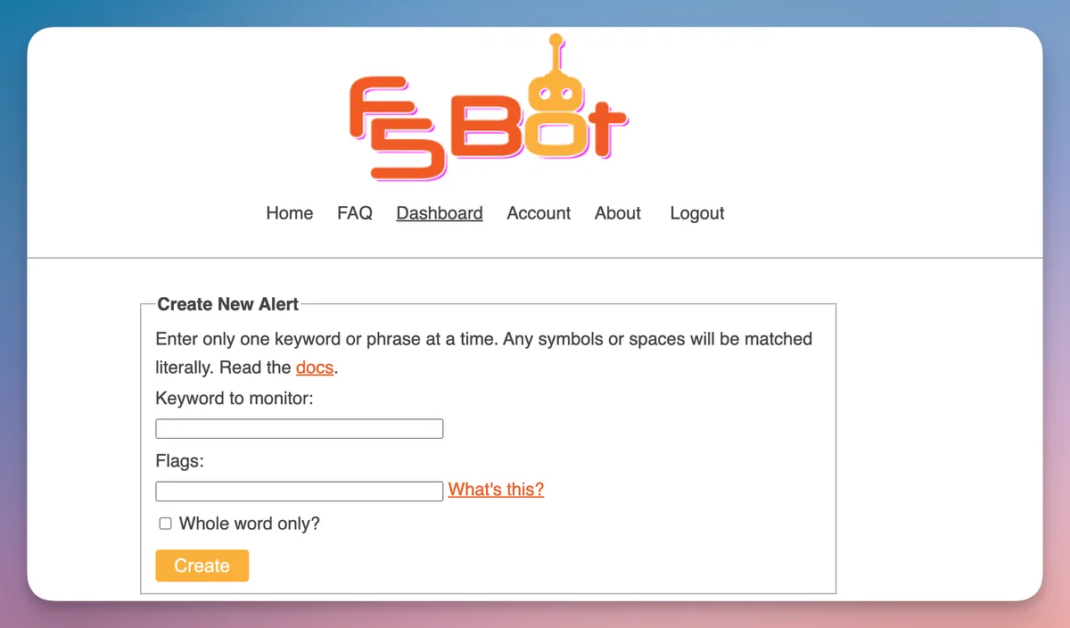 F5Bot Dashboard